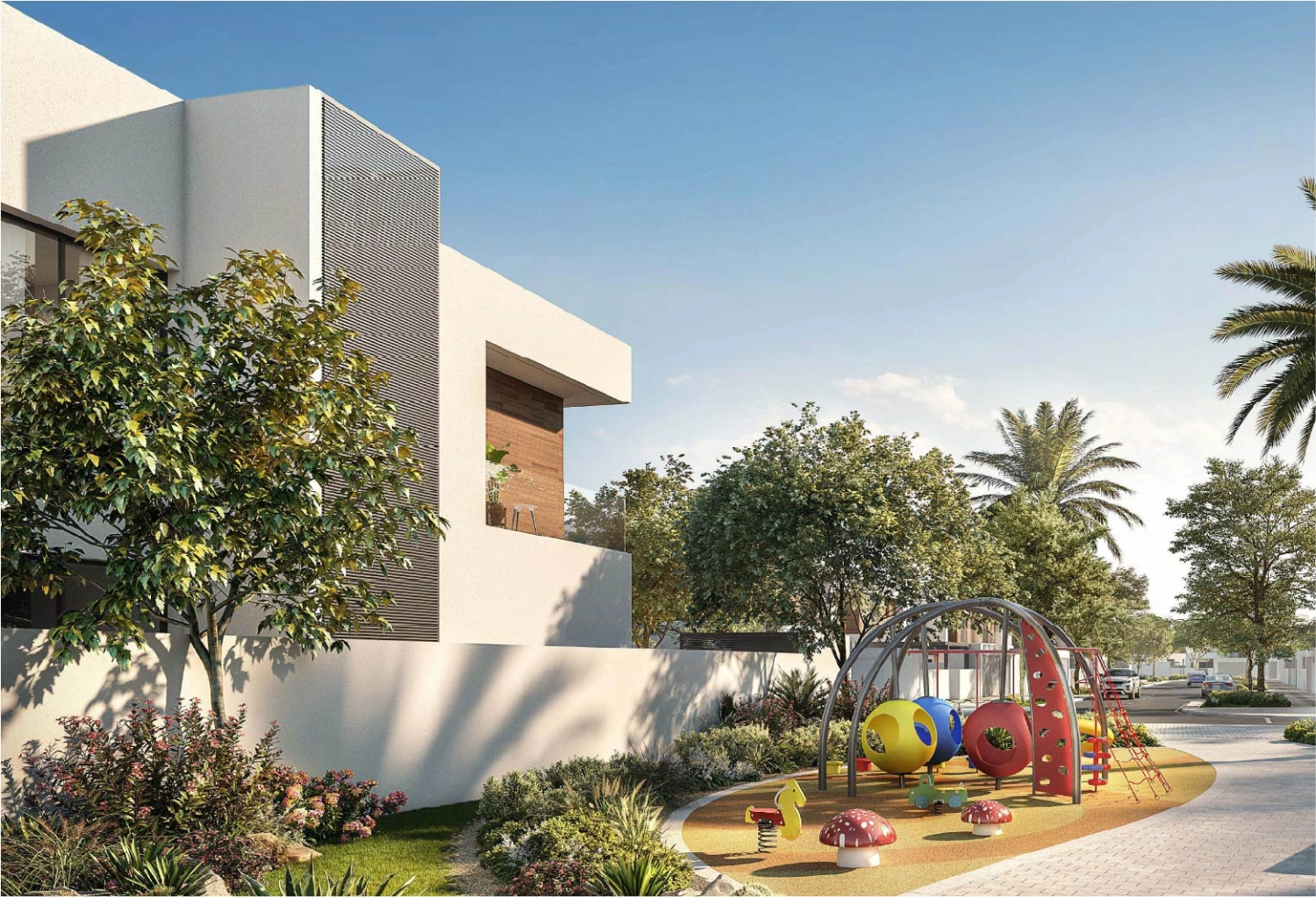 Villa exteriors at The Dunes blending with natural desert surroundings